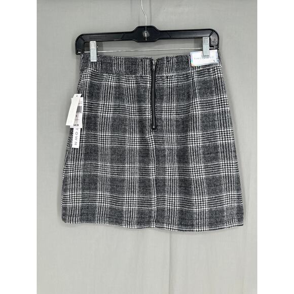 Tinseltown Skirt Womens Small Black Mini Plaid Grunge Boho Slit Academia - Picture 3 of 8